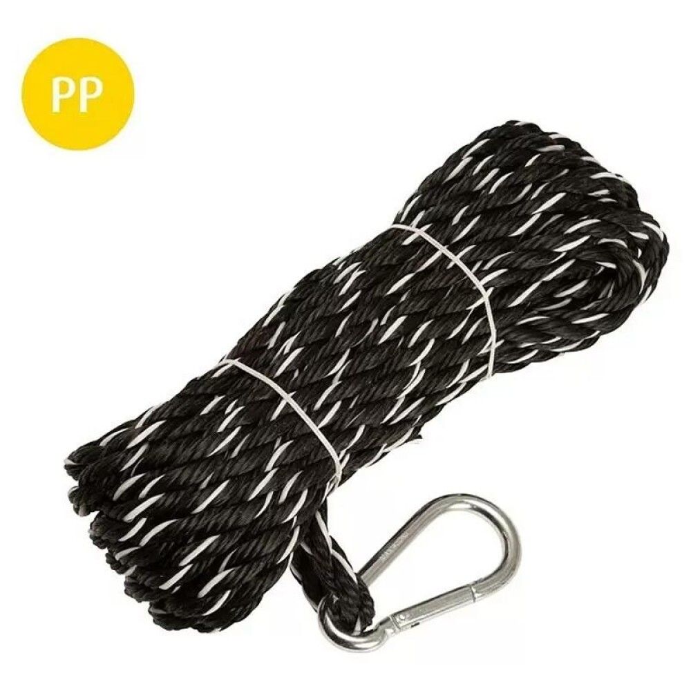 PP-köis Stabilit 14 mm 10 m must/valge karabiiniga