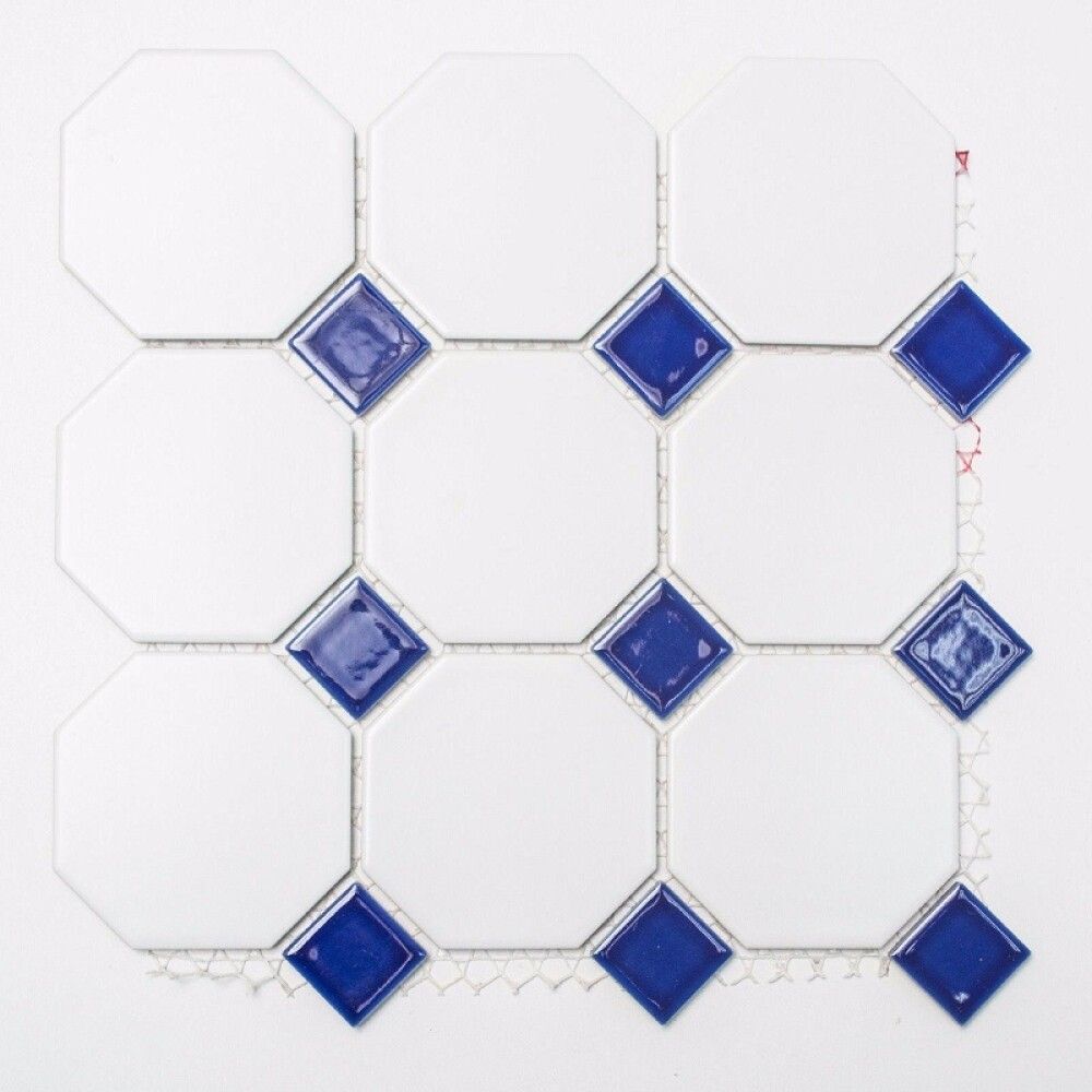 Mosaiikplaat Octa 30x30cm valge/must Sinine