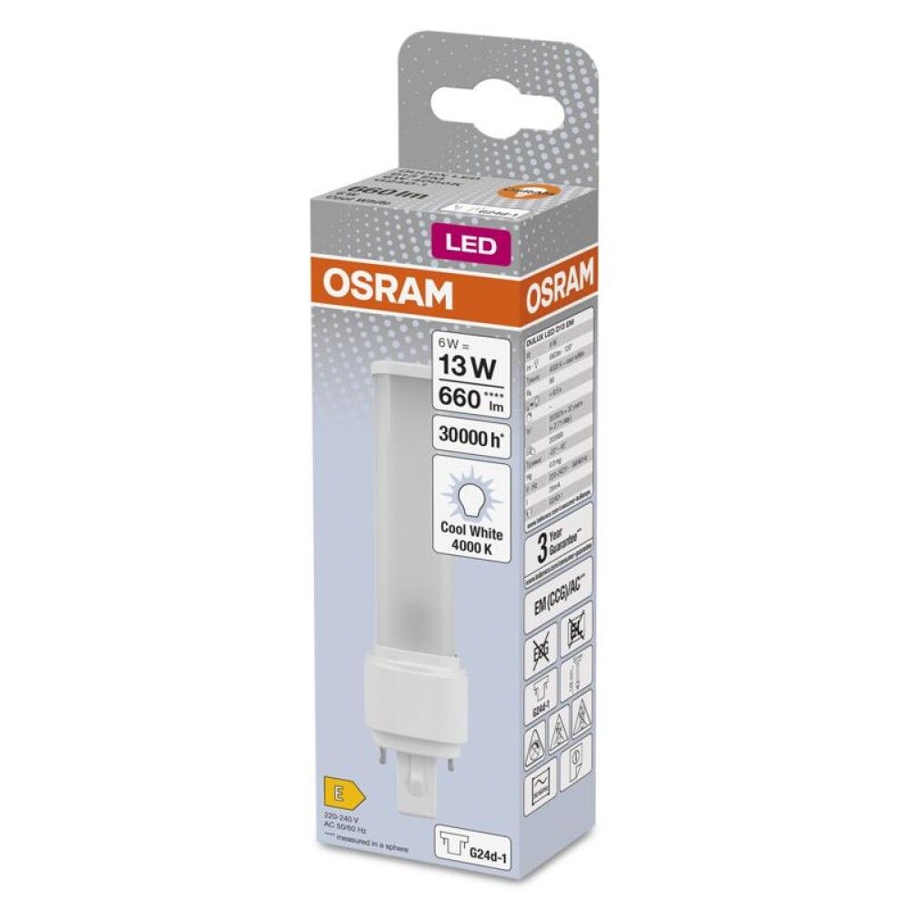 LED-lamp Osram Dulux D EM & AC Mains 6 W/4000 K