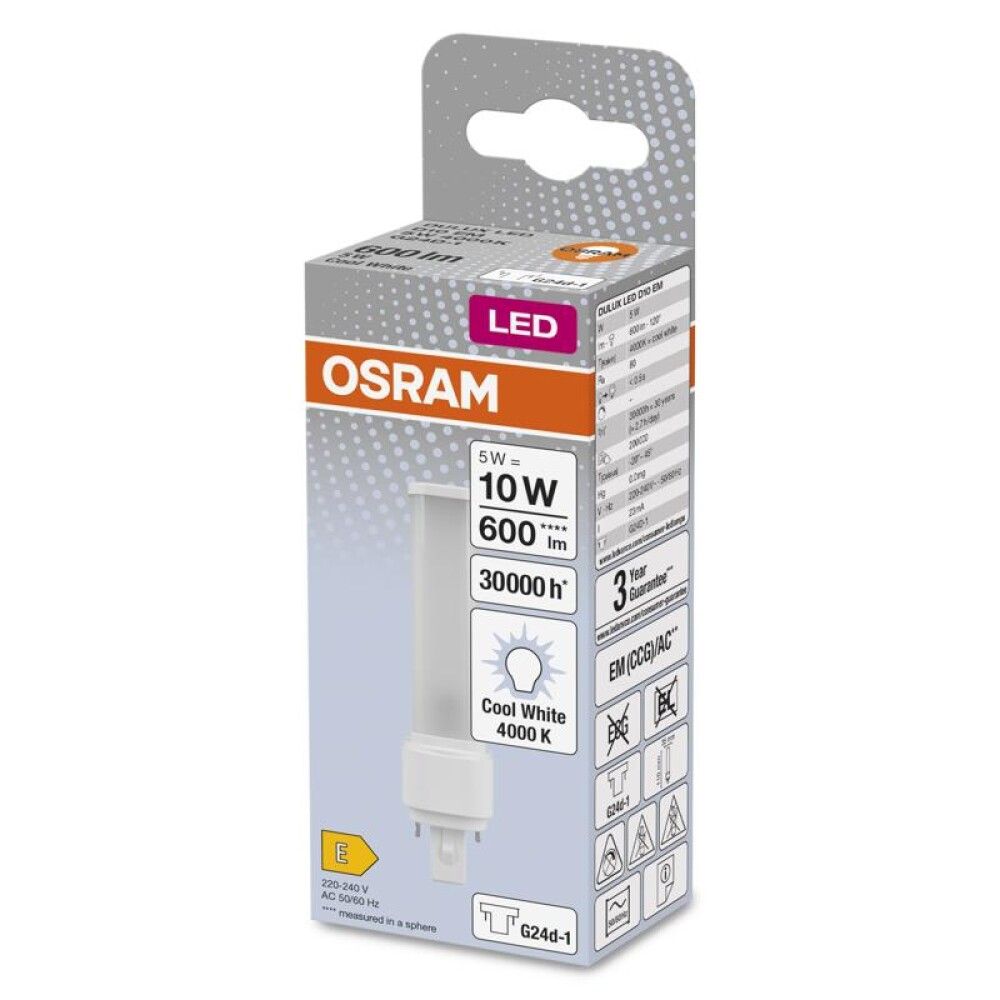 LED-lamp Osram Dulux D10 EM & AC Mains 5 W G24D-1 840