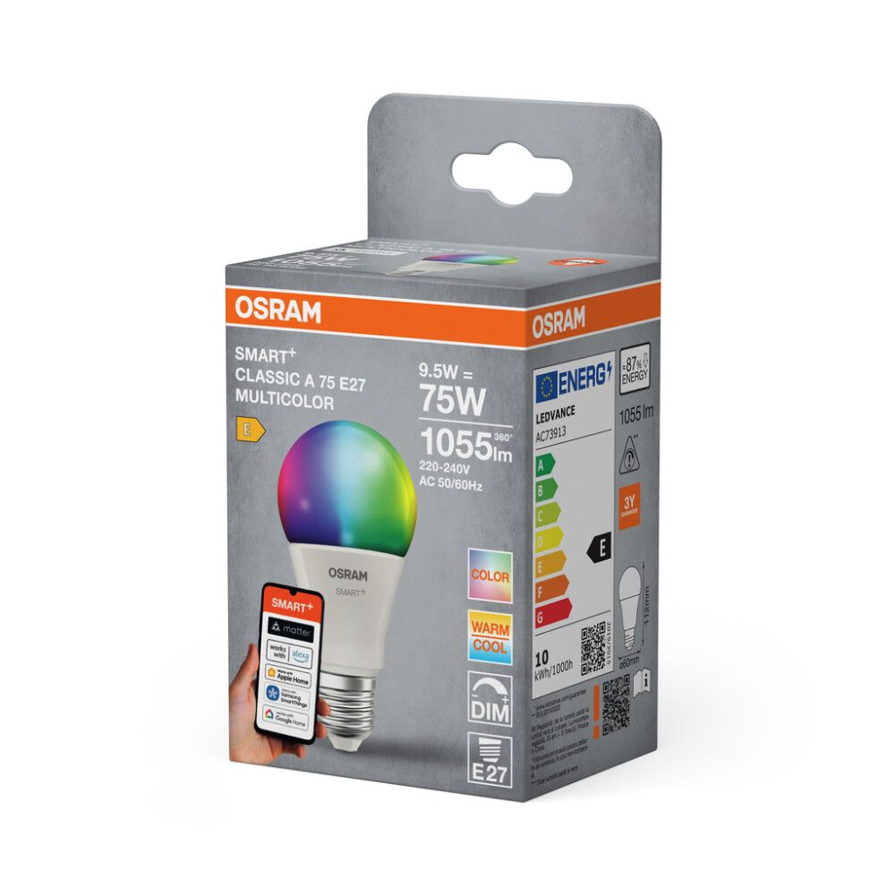 LED-lamp Osram SMART+ MATTER CL RGBW 60 240D E27 9,5W 2700K