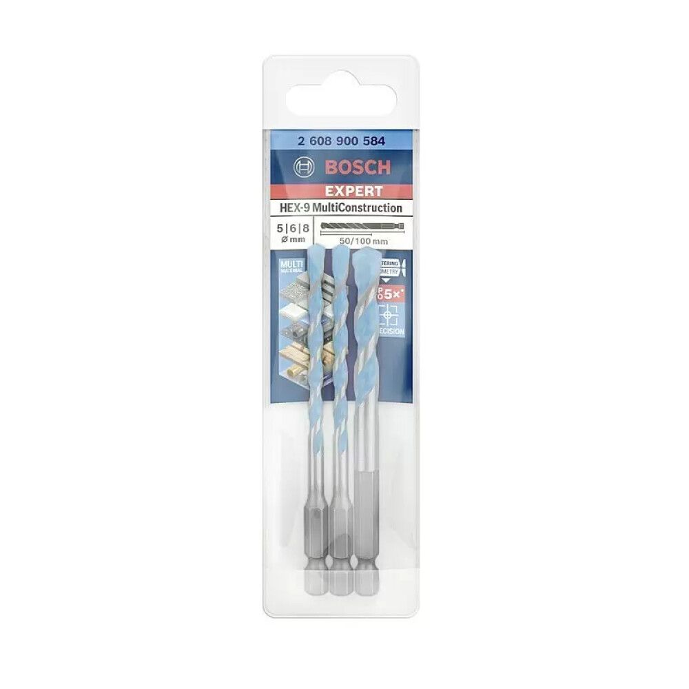 Puuride komplekt Bosch Expert HEX-9 Multiconstruction 5-8 mm 3-osaline