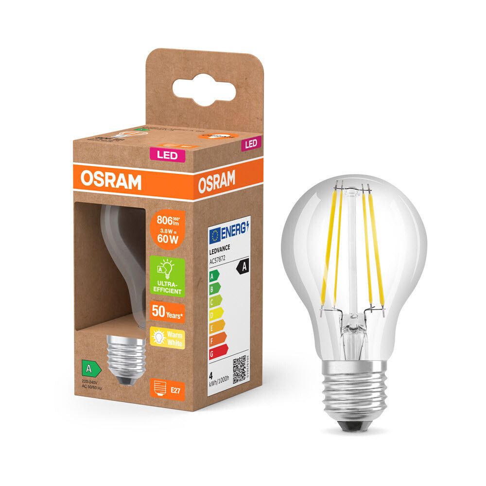 LED-lamp Osram Classic A 60   Filament E27 806 lm 2700 K, läbiaistev