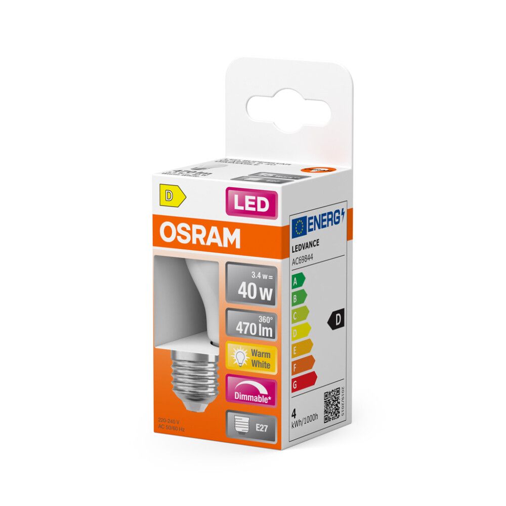 LED-lamp  Osram Star Classic P40 DIM E27 3,4 W 470 lm 2700 K opaal 1 tk/pk