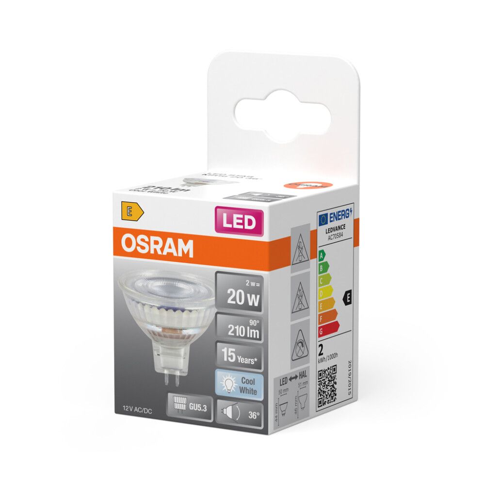 LED-lamp Osram STAR MR16 12 V 50 36D GU5.3, 2W 4000K
