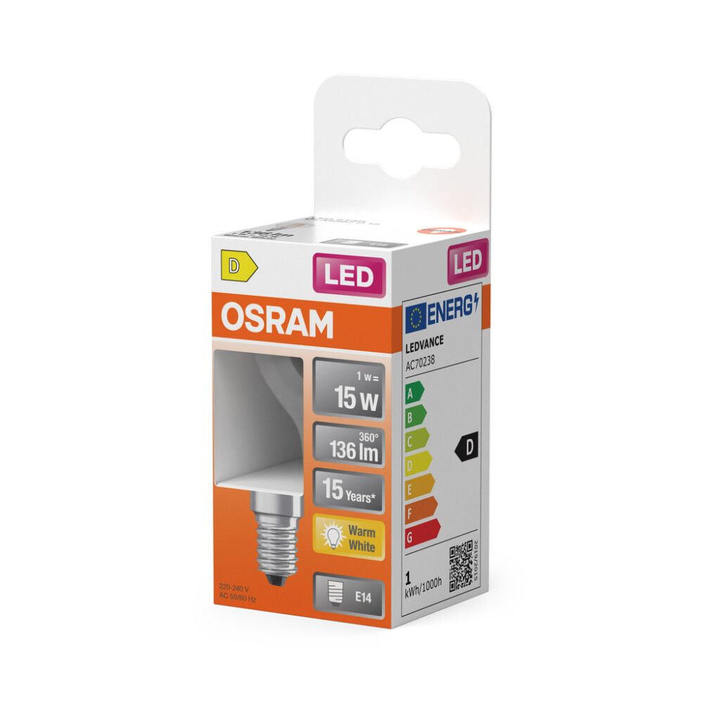 LED-lamp Osram Star Classic P15 E14 1 W 136 lm 2700 K kirgas1 tk/pk