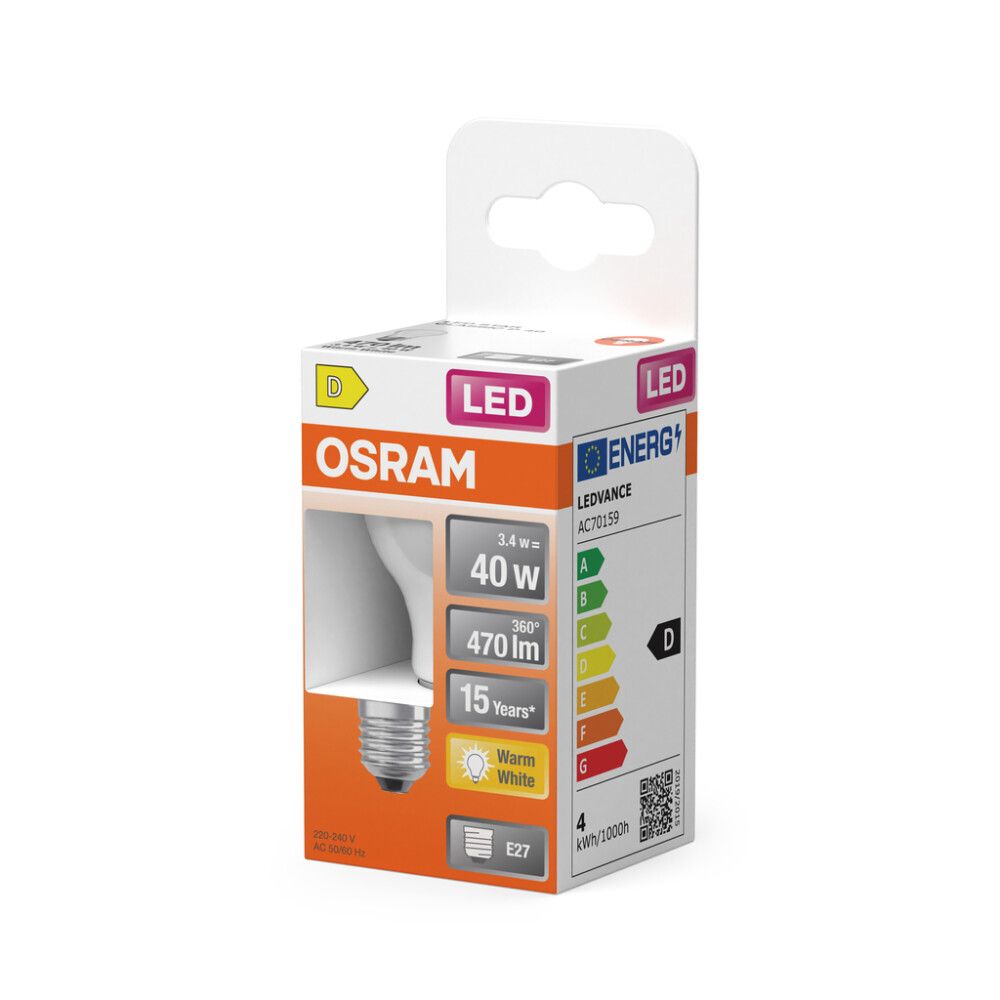 LED-lamp Osram Star Classic P40 E27 3,4 W 470 lm 2700 K opaal 1 tk/pakis
