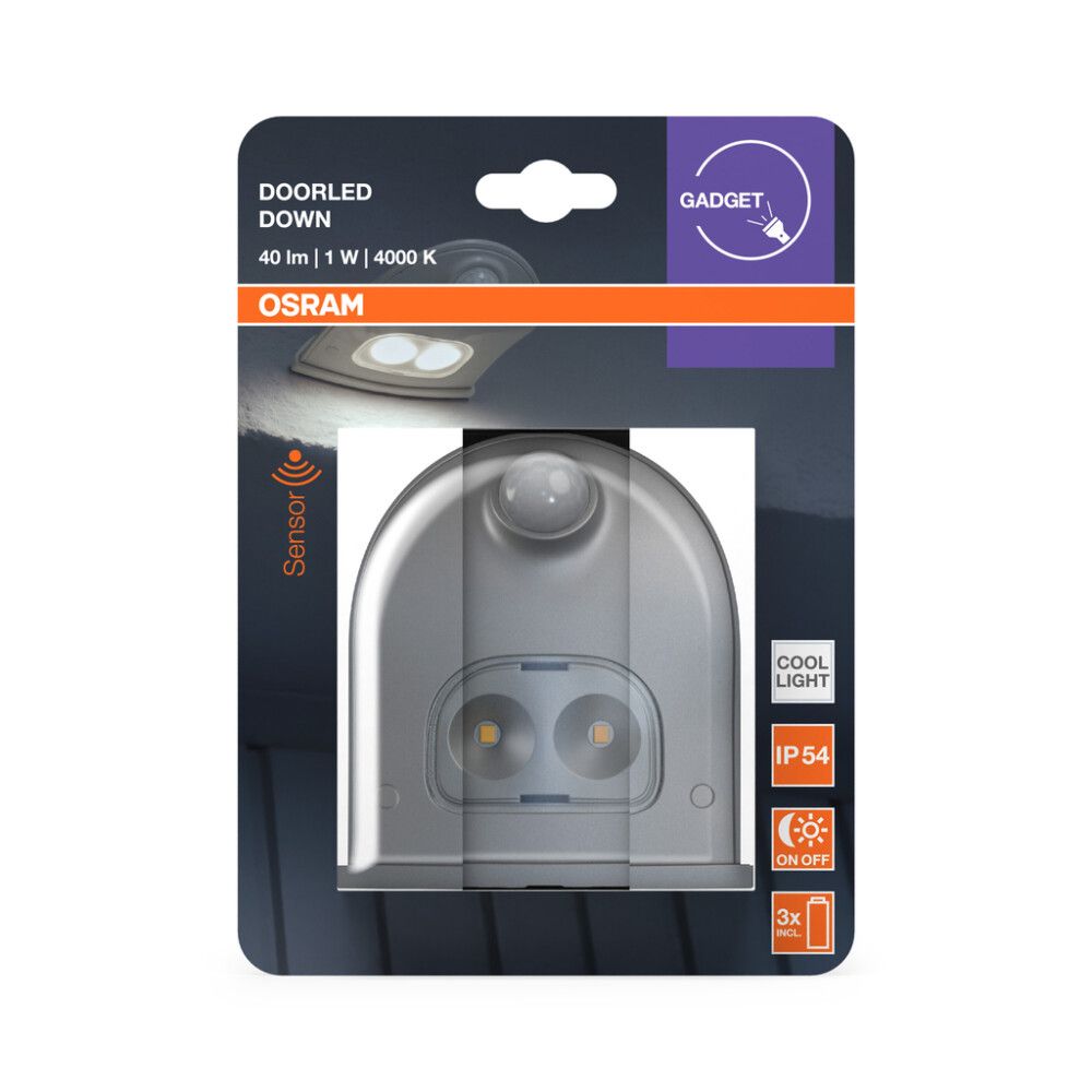 Liikumisanduriga valgusti Osram Doorled Down hõbedane 9,6 x 10,3 cm IP54