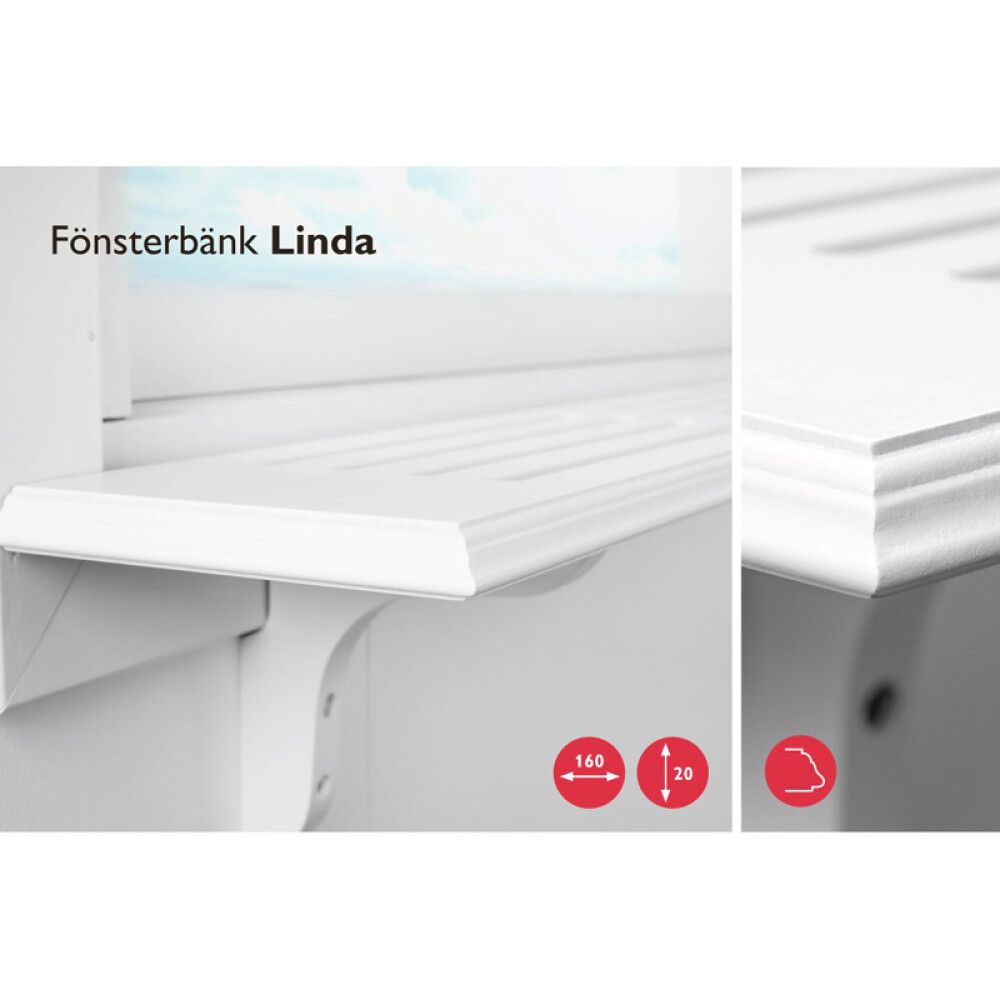 Aknalaud Linda valge 1500 x 160 x 20 mm