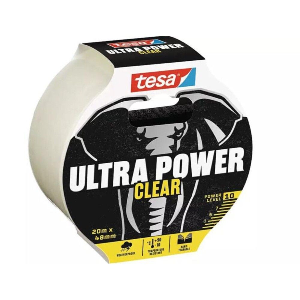 Parandusteip Tesa Ultra Power Clear 20 m x 48 mm, läbipaistev