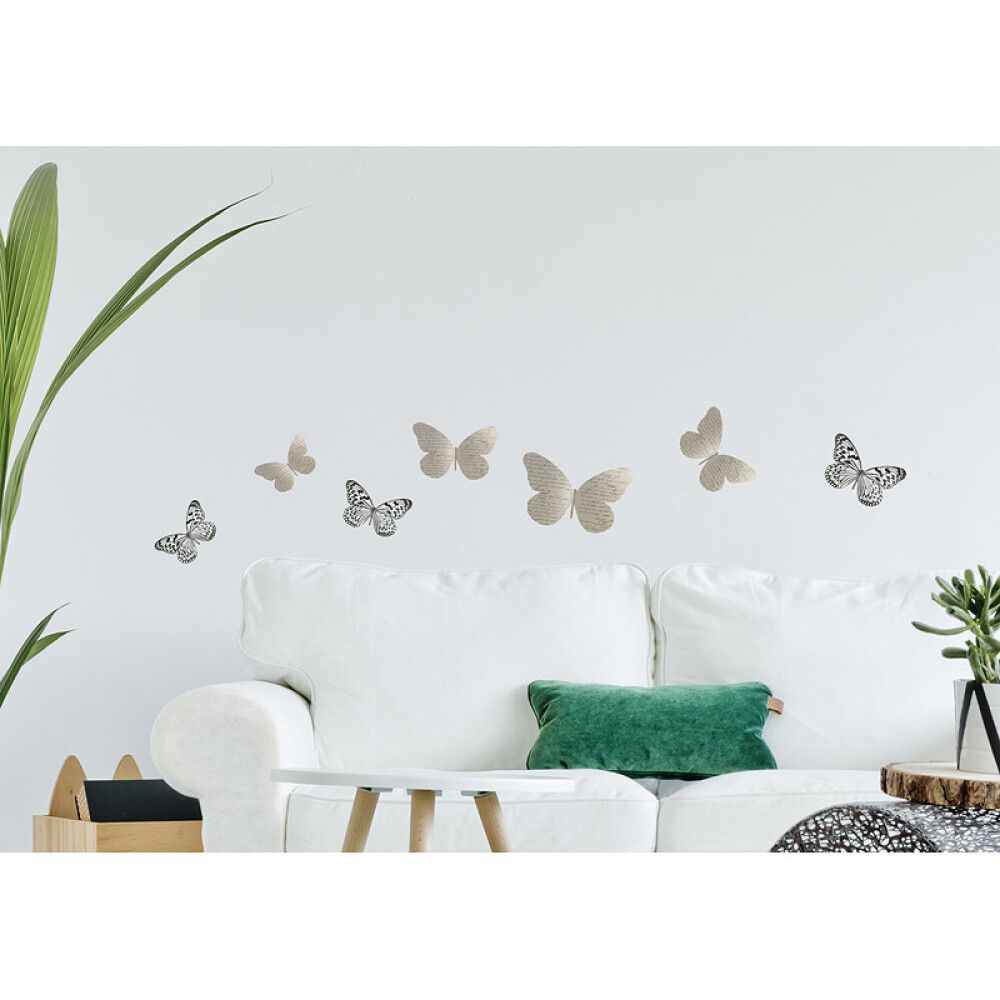 Seinakleebis Plage 3D Liblikad, beež