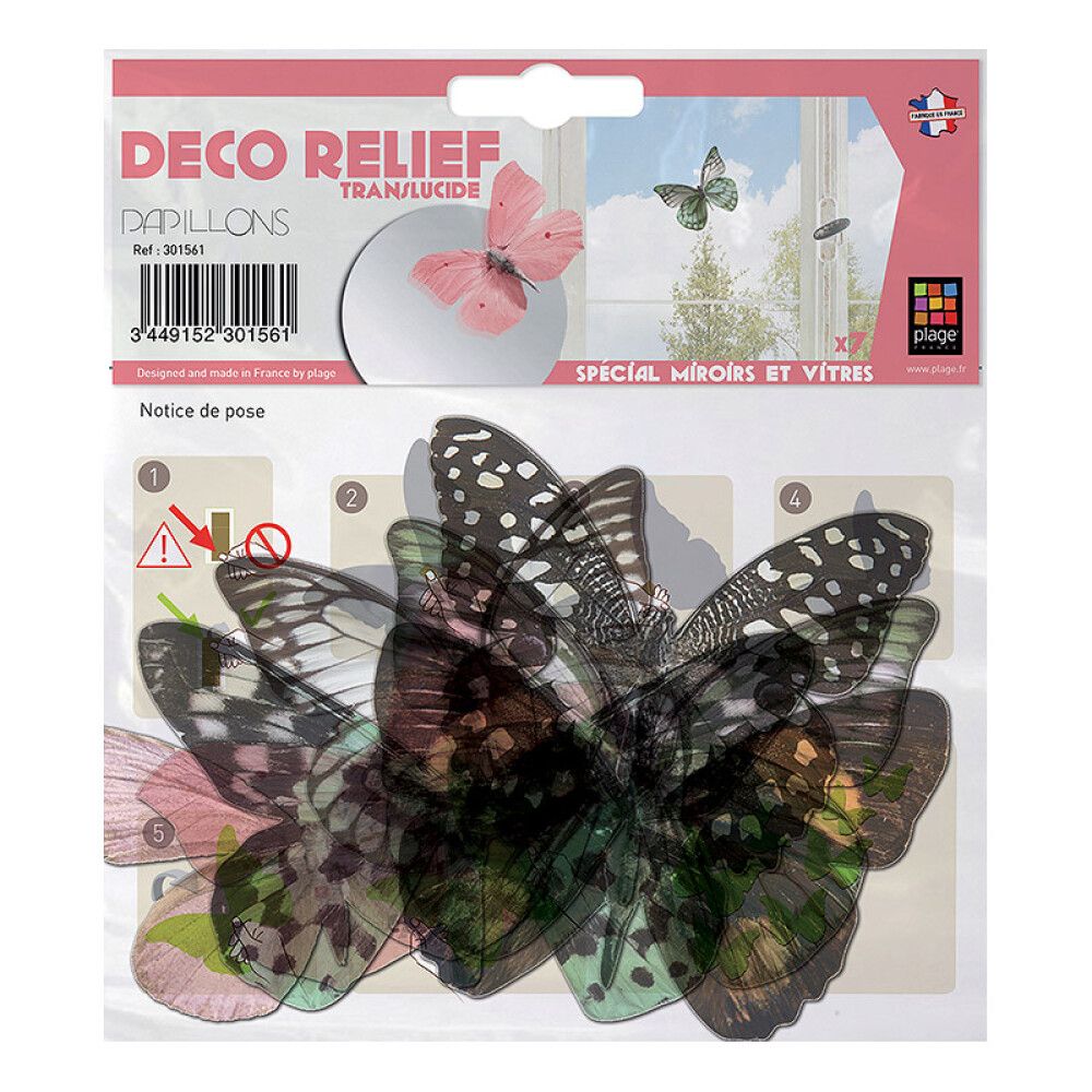 Seinakleebis Plage 3D Läbipaistvad Liblikad