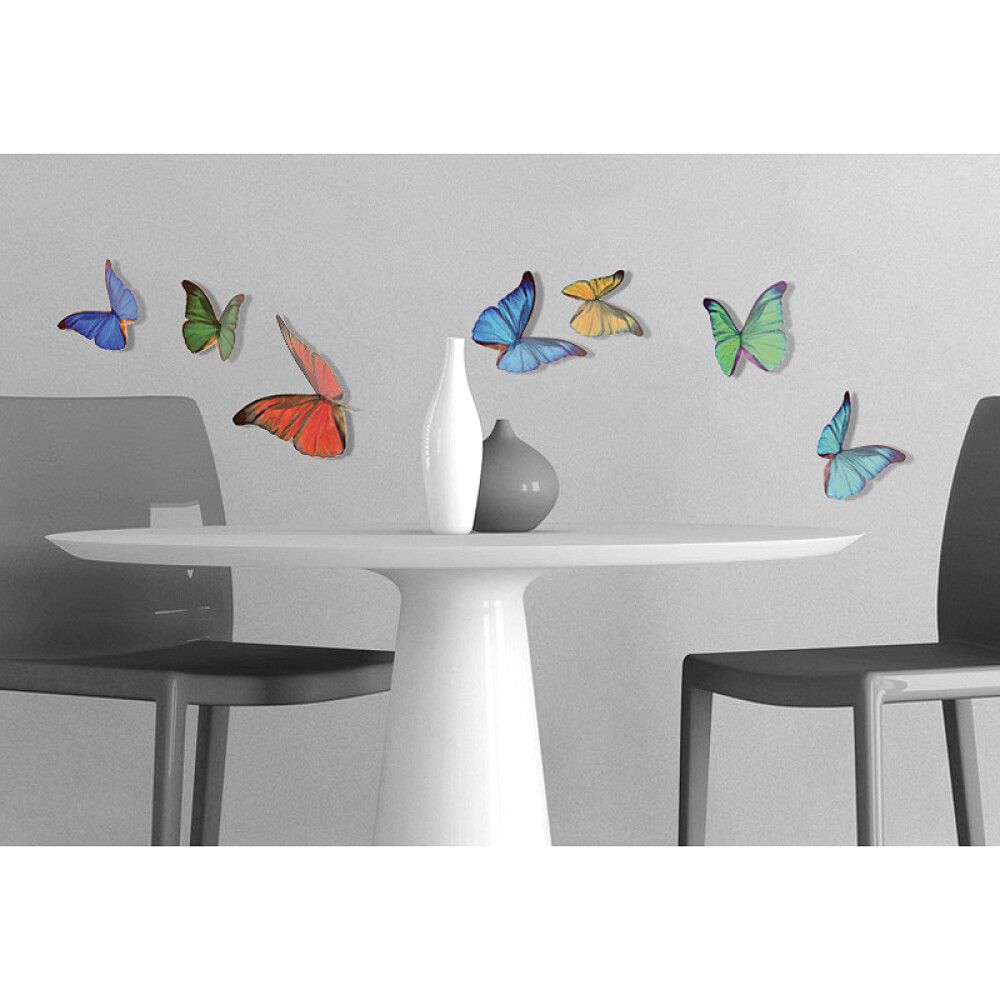 Seinakleebis Plage 3D Värvilised liblikad