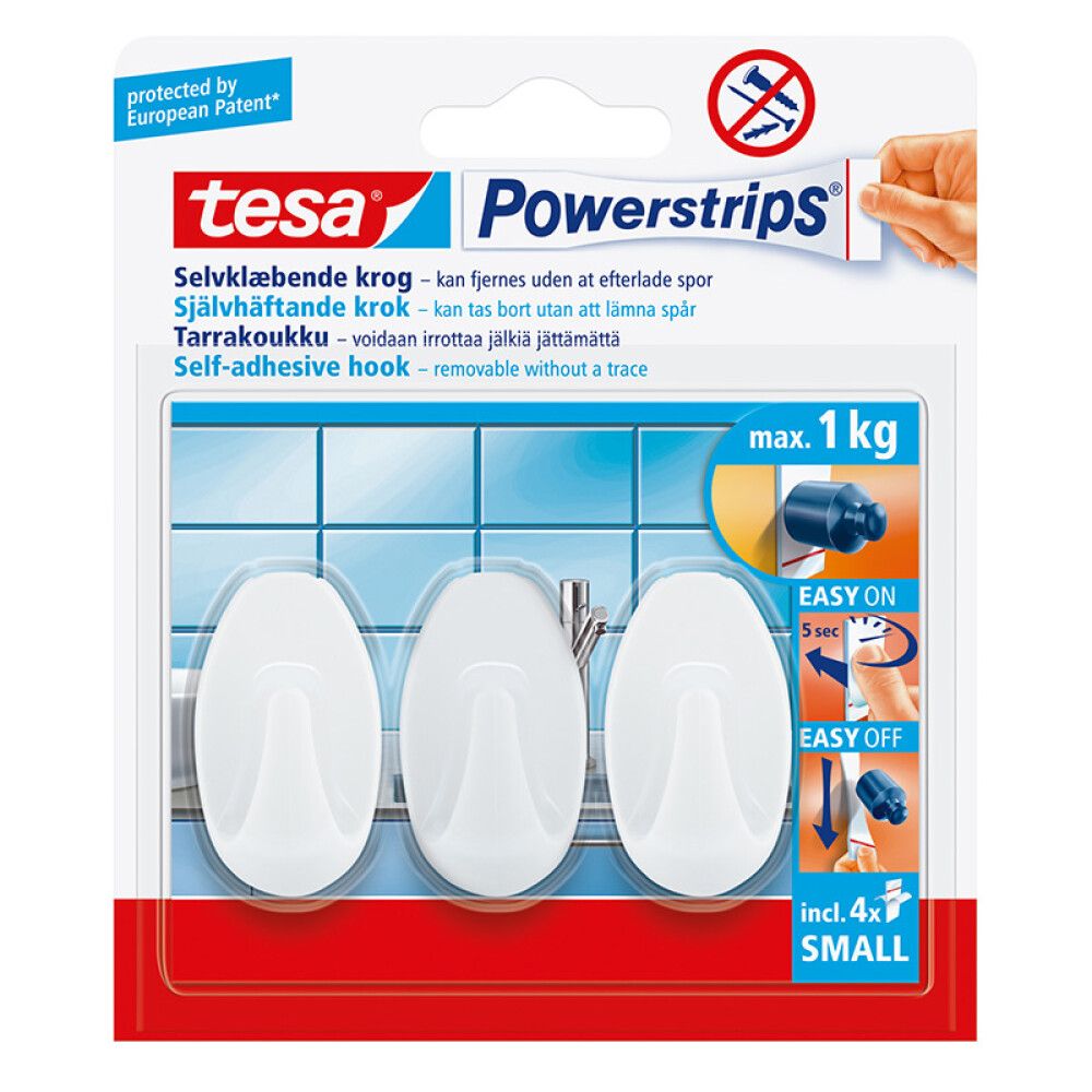 Nagi tesa® Powerstrips Oval valge 3 tk