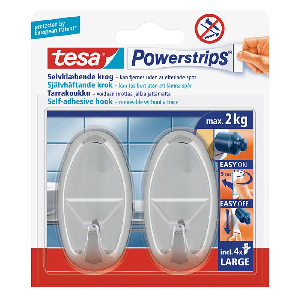 Nagi tesa® Powerstrips Oval kroom 2 tk