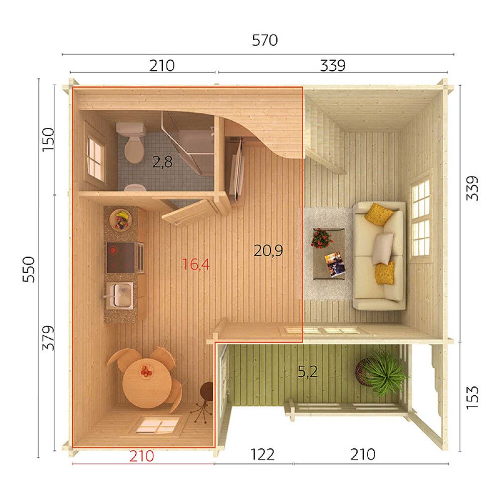 Aiamaja Palmako Emily 40,1 x 5,2 m²