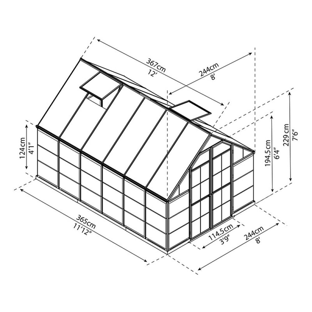 Kasvuhoone Palram-Canopia Balance 8,9 m²(243 x 367 cm), hall