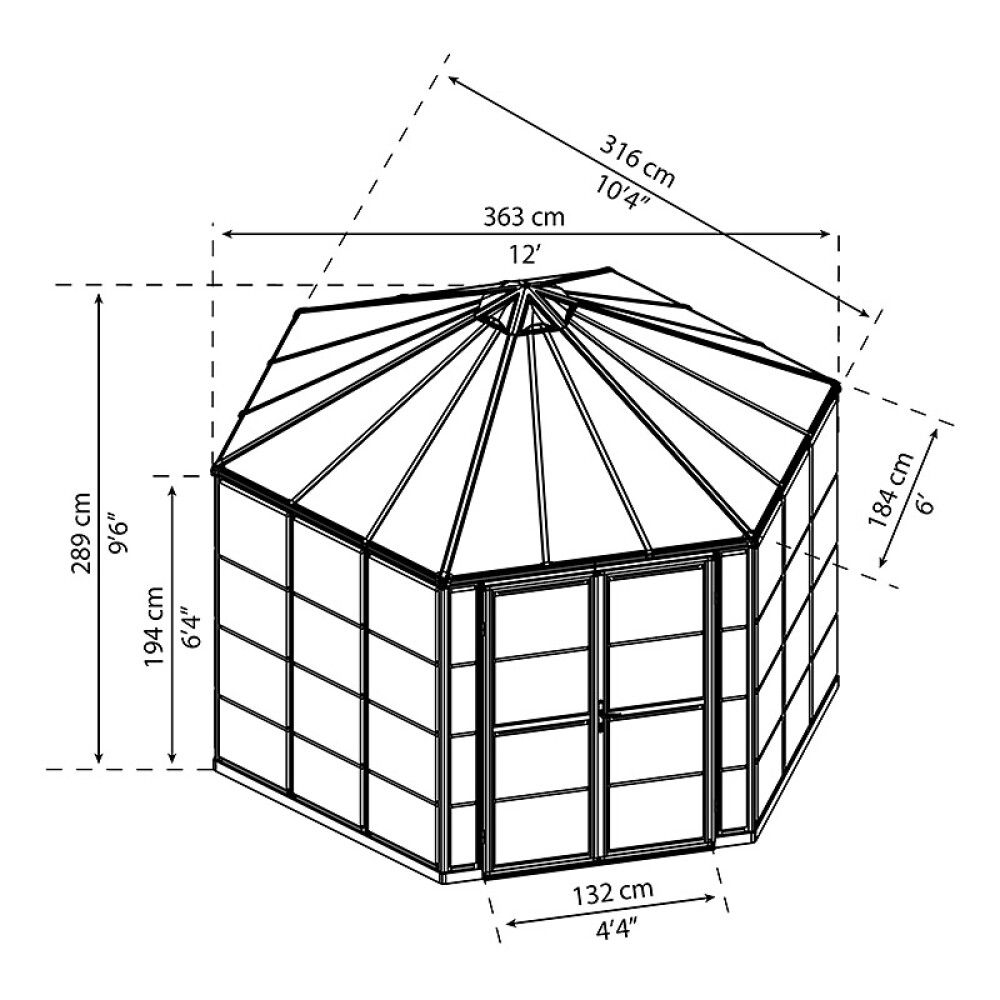 Kasvuhoone Palram-Canopia Oasis 8,6 m², hall