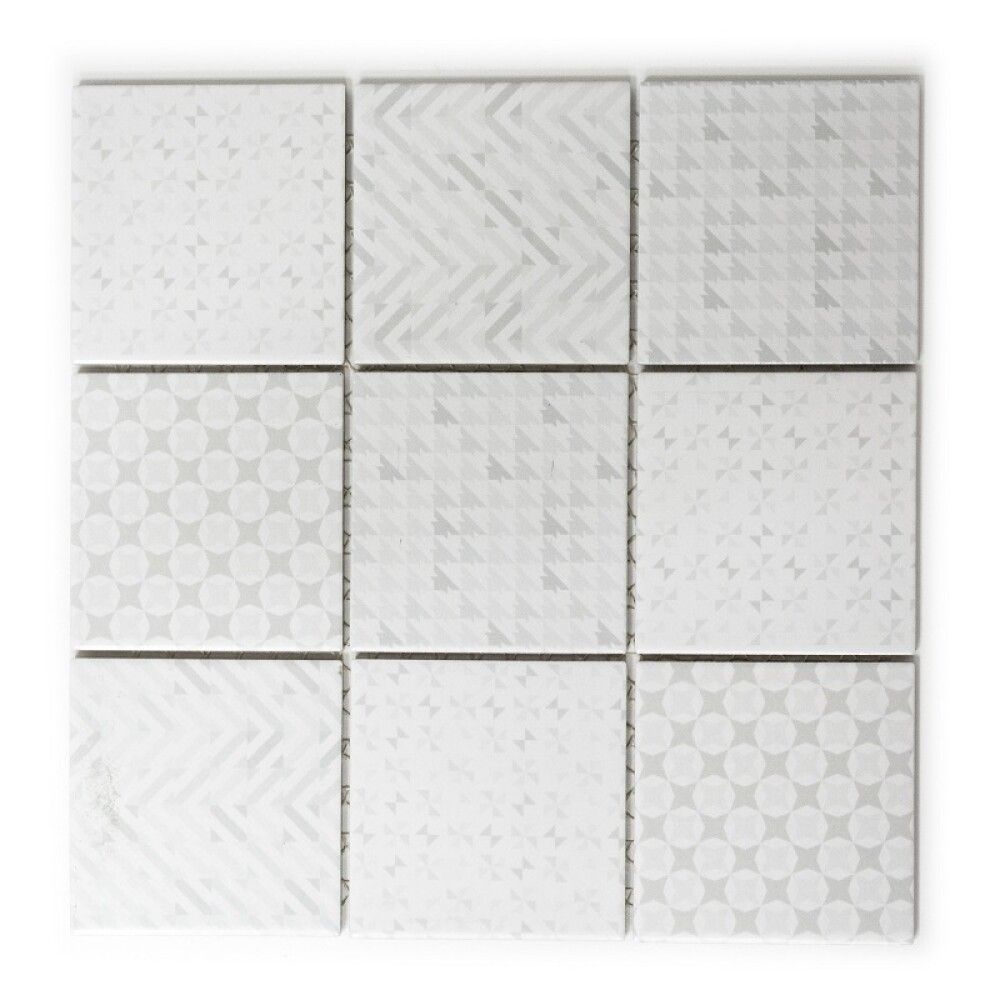 Mosaiik Quadrat Geo valge 30 x 30 cm