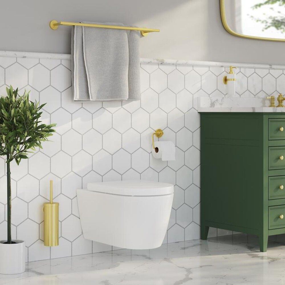 WC-harja komplekt Smedbo Home HV332 harjatud messing 39 cm