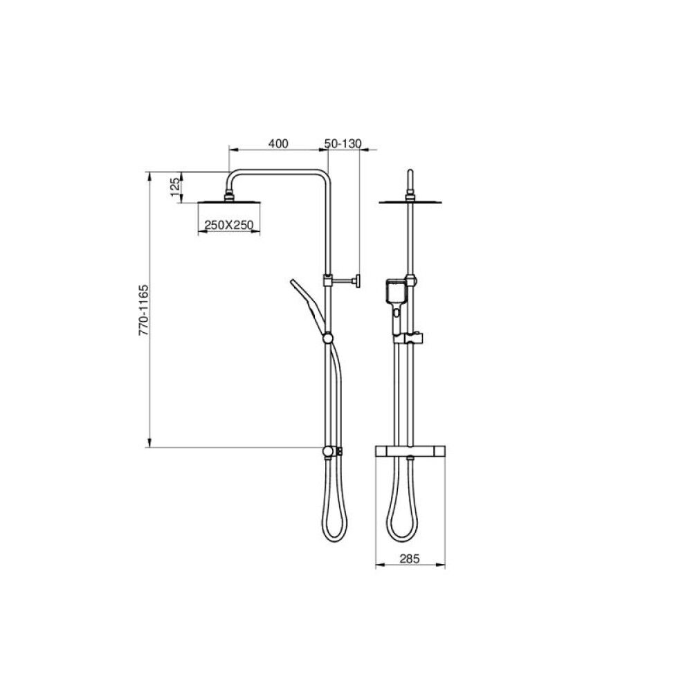 Dušikomplekt Gustavsberg Estetic Square matt must 25 × 25 cm