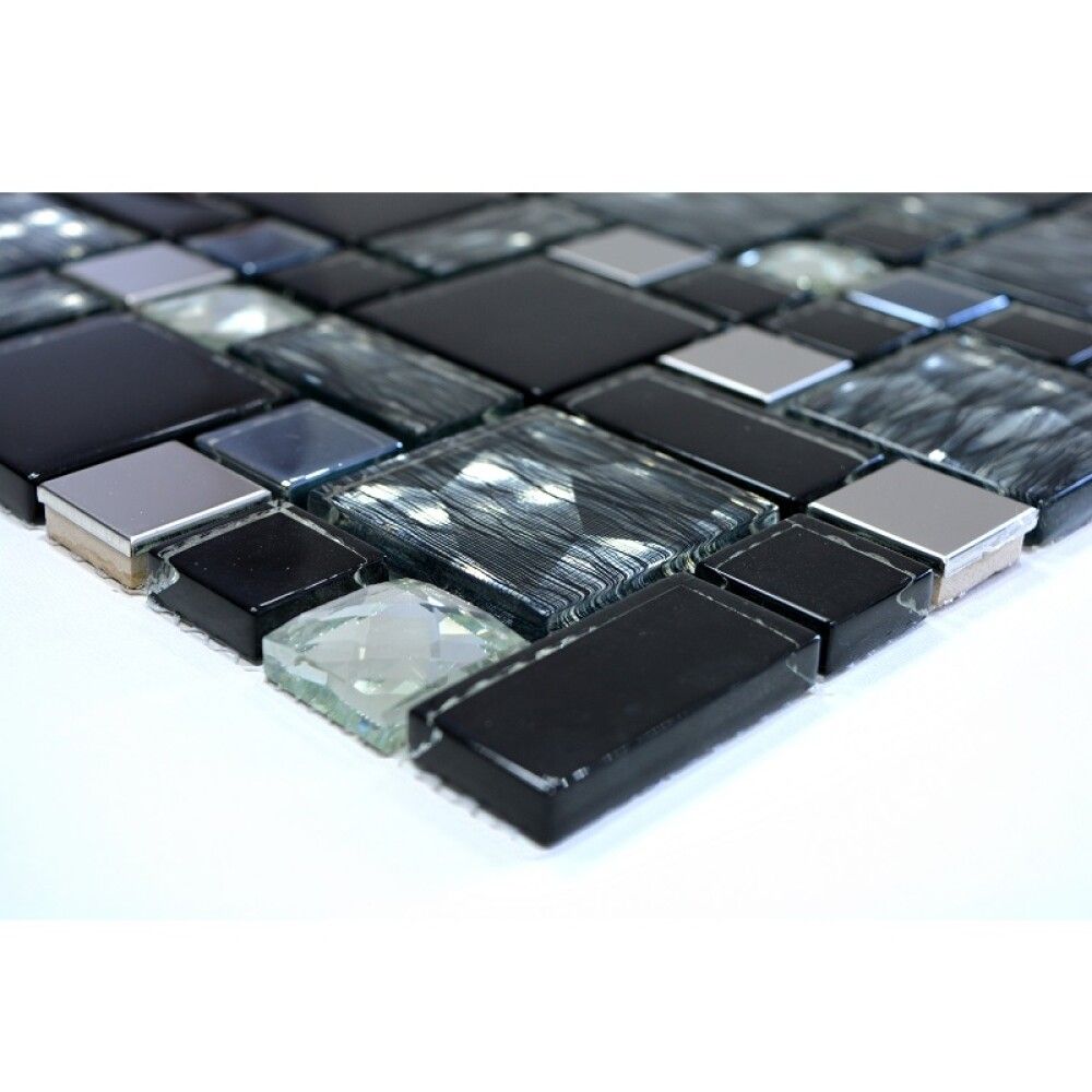 Mosaiikplaat HuH Crystal Mix must/metall 30,5 x 30,5 cm