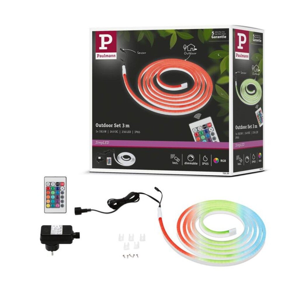 LED-valgusriba Paulmann SimpLED välikomplekt RGB 3 m valge