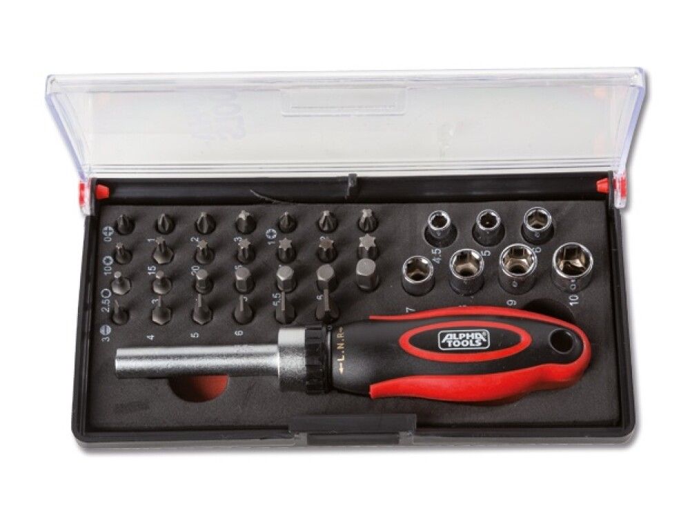 Kruvikeeraja ja otsikute komplekt Alpha Tools 35- osaline