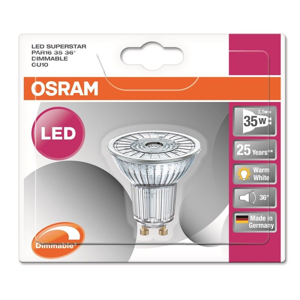 Led-lamp Osram Superstar Par 16 50 36 D, läbipaistes