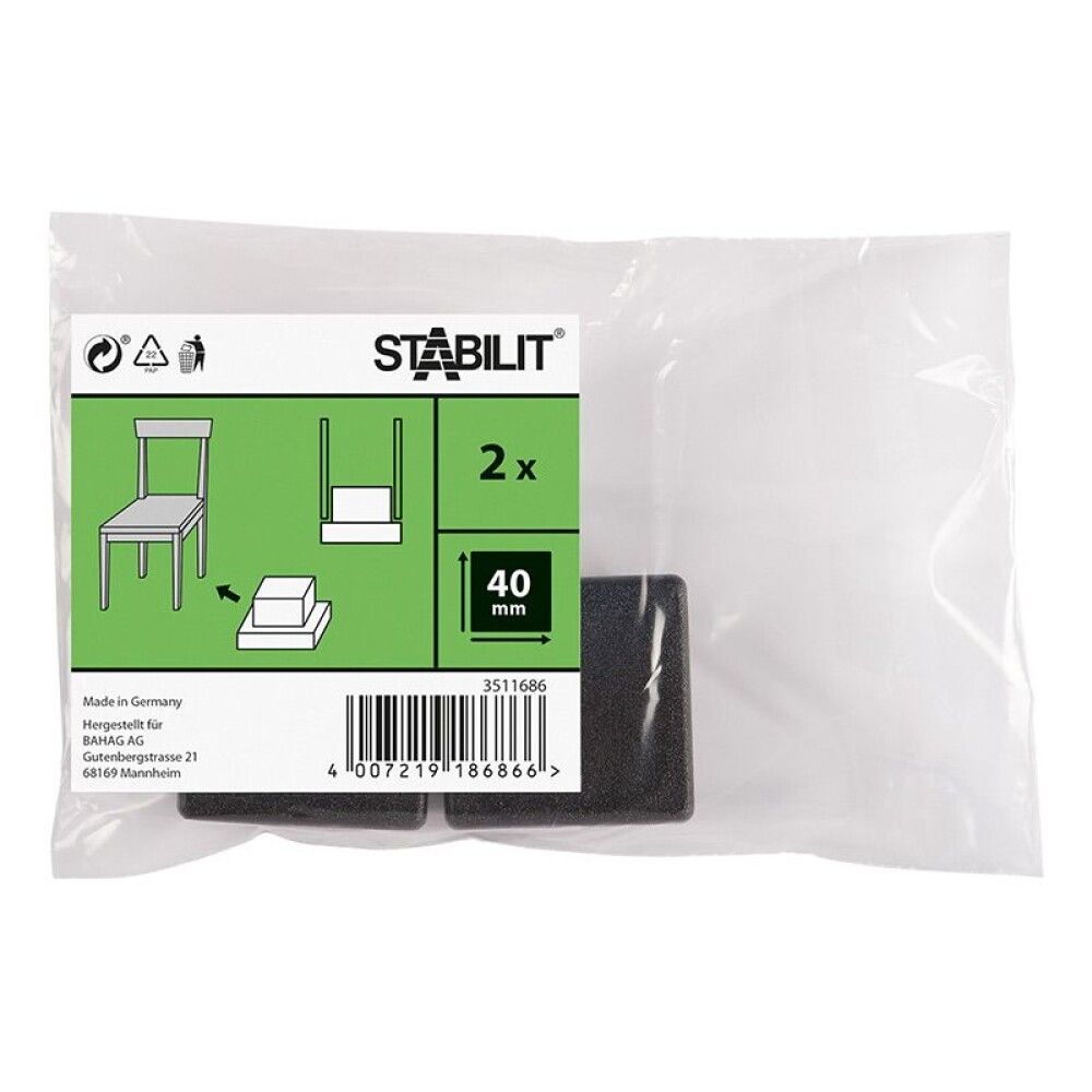 Põrandakaitse Stabilit 40 x 40 mm, must 2 tk