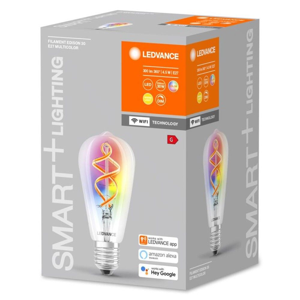LED-lamp Ledvance SMART+ WIFI Filament Edison RGBW 30 4,5 W/2700 K E27
