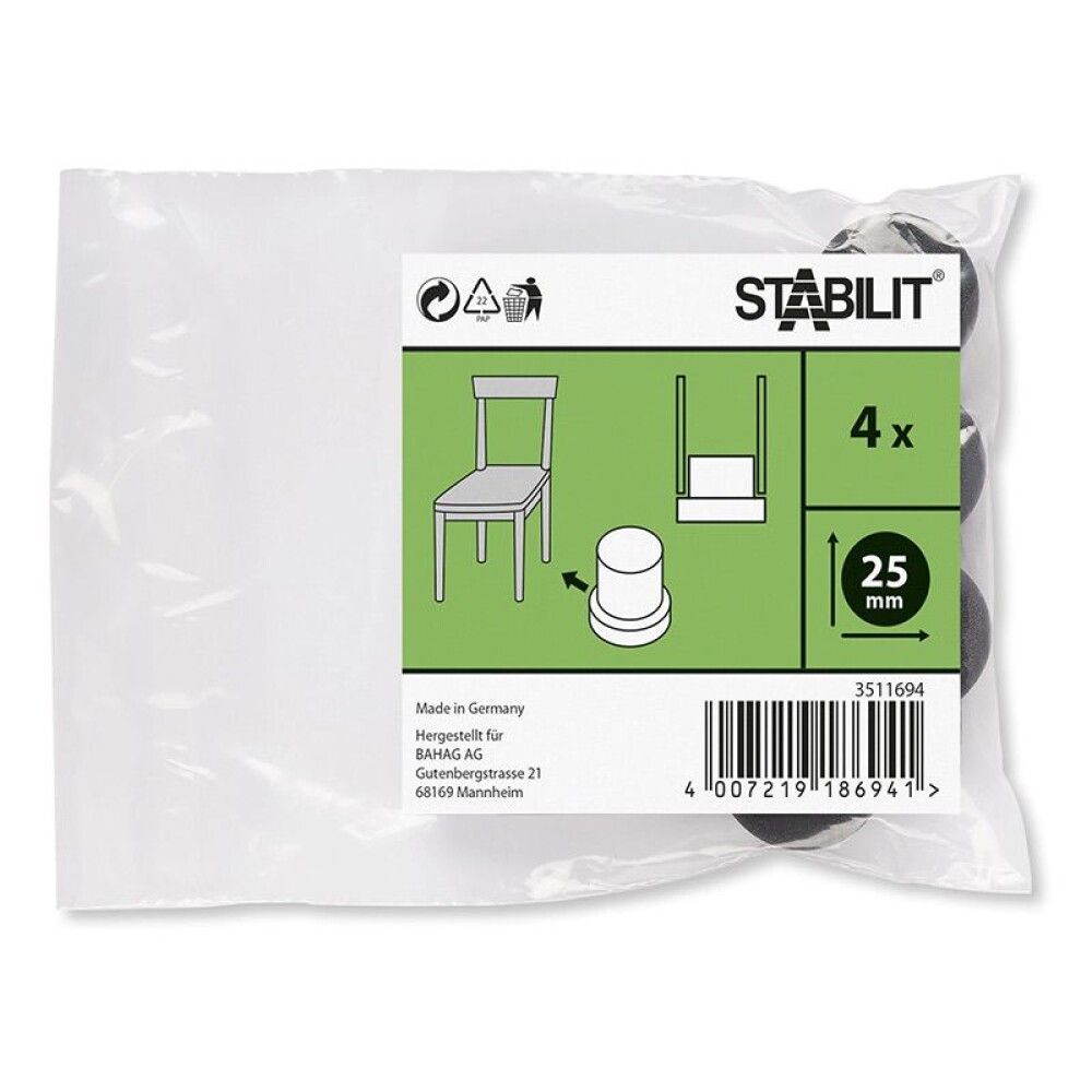 Mööblijalgade kaitse Stabilit ümar must 25 mm 4 tk