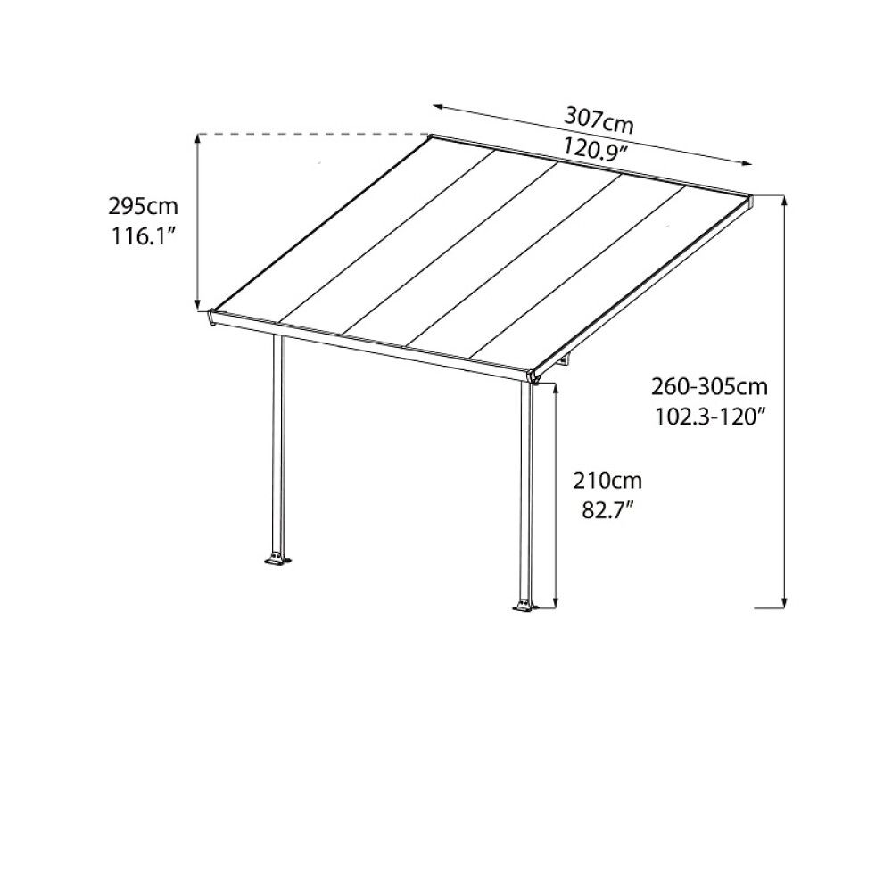 Terrassikatus Solid Elements Martina hall 3,05 x 3 m