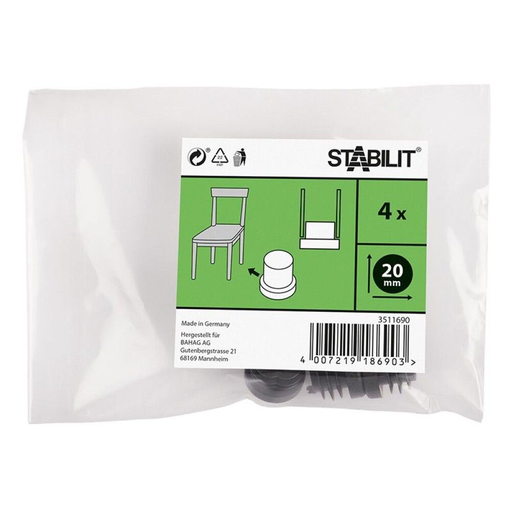 Põrandakaitse Stabilit 20 mm, must 4 tk