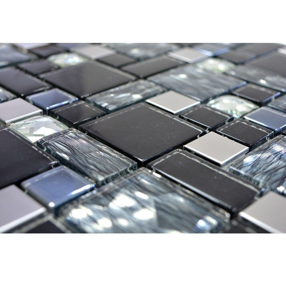 Mosaiikplaat HuH Crystal Mix must/metall 30,5 x 30,5 cm