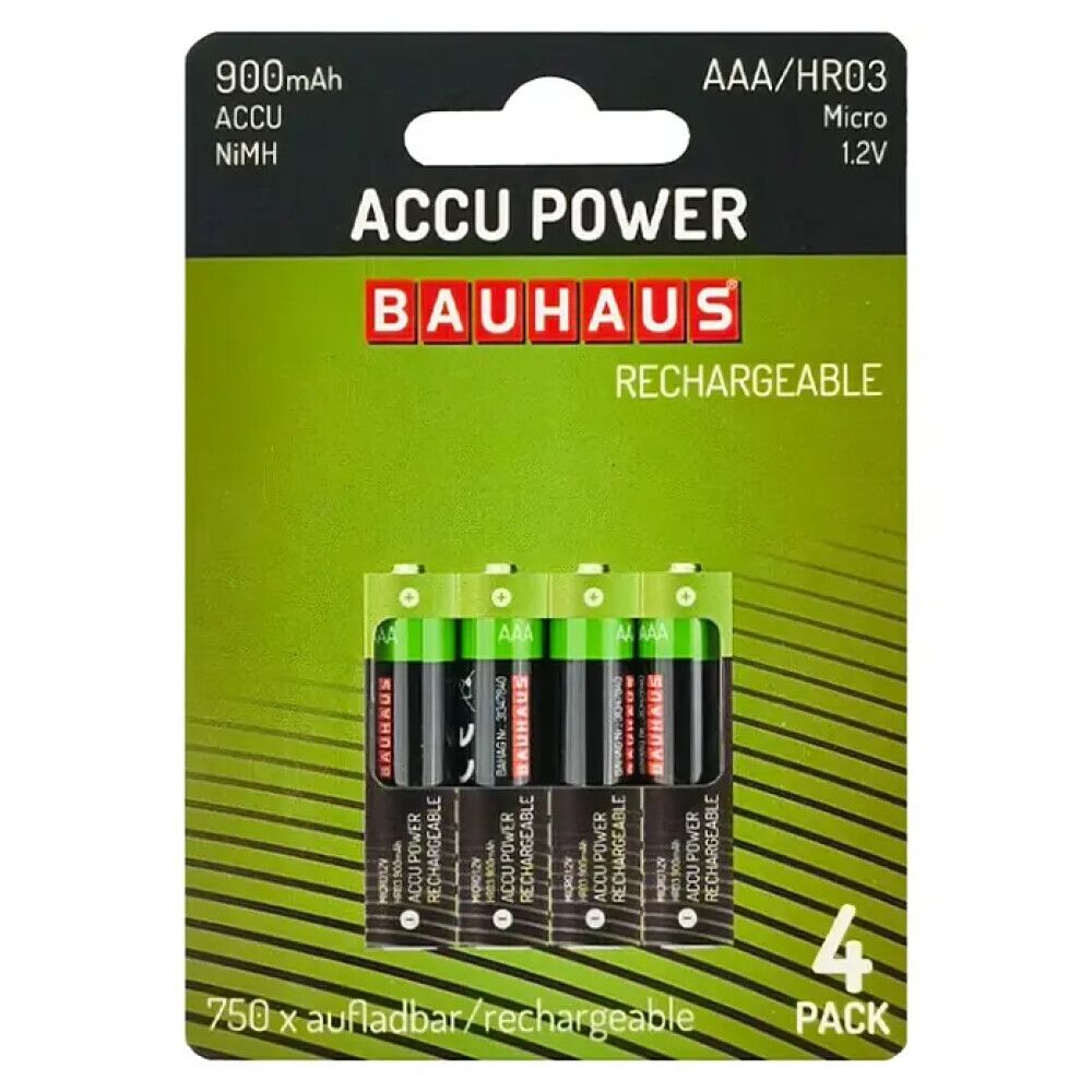 Akupatareid BAUHAUS AKKU POWER Micro AAA HR03 900 mAh - 4 tk