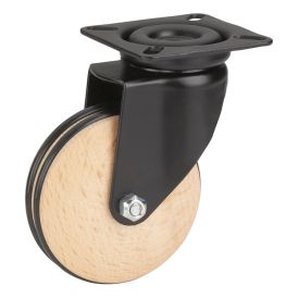 Transpordiratas Stabilit puidust kummirehviga 50 x 22 mm