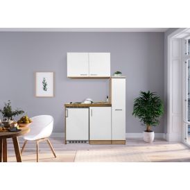 Miniköök Respekta MK130ESWOSS 1,3 m valge/pruun