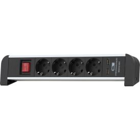 Pikendusjuhe Airam Tabletop 4-osaline, 2 USB-pesa, must