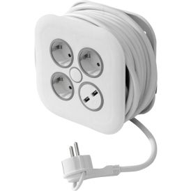 Pikendusjuhe Airam 3 pistikupesaga 2 USB-A pesaga H05VV-F3G1,5 valge 7 m