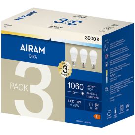 LED-lamp Opaal Airam E27 1060 lm 3000K 3 tk/pk