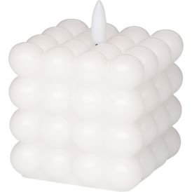 Küünal Bubble LED 3D leegiga 7,5 x 7,5 x 9 cm, valge