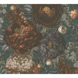 Fliistapeet A.S. Creation Michalsky Bloom 39979-3, petrool-oranž