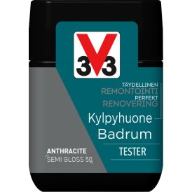 Keraamiliste plaatide värv V33 Kylpyhuone antratsiit tester