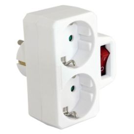 Harupistik lülitiga 2 x 2P+ E maandusega valge