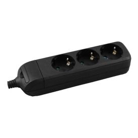 Pikendusjuhe 3 pistikupesaga H05VV‑F 3G1.5 must - 3 m