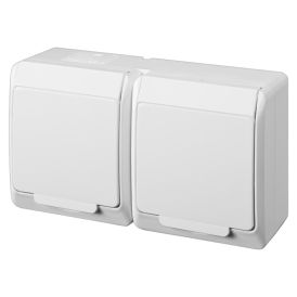 Pistikupesa pinnapealne Elektro-Plast Hermes  2 x 2P+Z Schuko IP44 valge