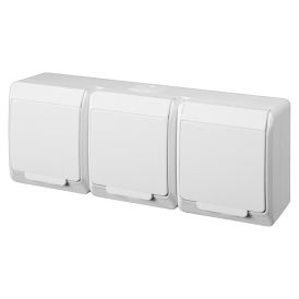 Pistikupesa pinnapealne Elektro-Plast Hermes  3 x 2P+Z Schuko IP44 valge