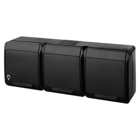 Pistikupesa pinnapealne Elektro-Plast Hermes  3 x 2P+Z Schuko IP44 must