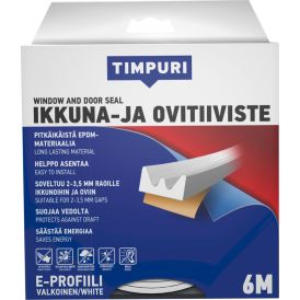 Akna- ja uksetihend Timpuri E-profiil, valge